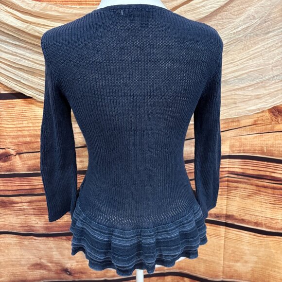 Ralph Lauren Blue Linen Mesh Open Front Cardigan Sweater Size S - Picture 3 of 11